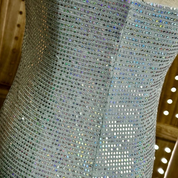 City Studio Juniors Metallic Slip Dress Baby Blue Bodycon Size XS - Picture 9 of 9